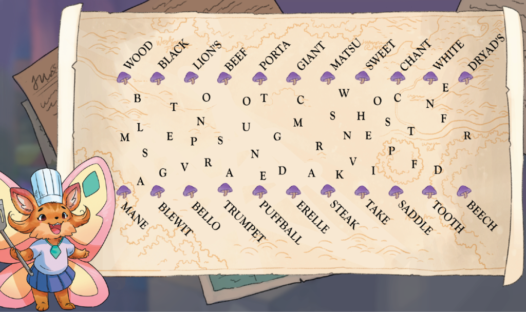 THE CLUE: A truffle hunter offers Zous Chef Marie a map covered in scrawled text. “Every hunter worth their salt keeps a secret treasure hidden in their truffle map. Remember, X marks the spot!”